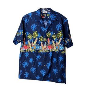 VTG Pacific Legend Mens Large Single Stitch Hawaiian Shirt Woodie Car Surf Board